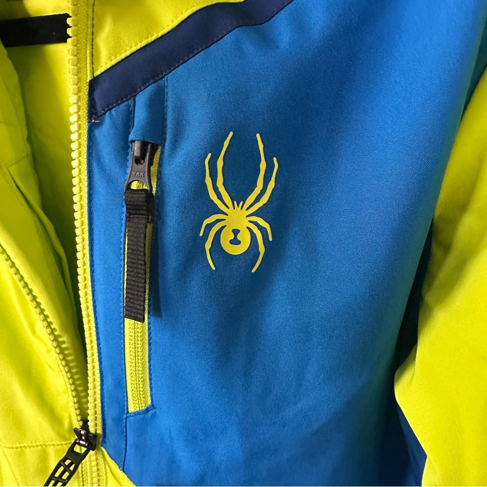 Spyder Boys Challenger Ski Jacket Sharp Lime Size 12 Insulated Winter Coat - Picture 9 of 17